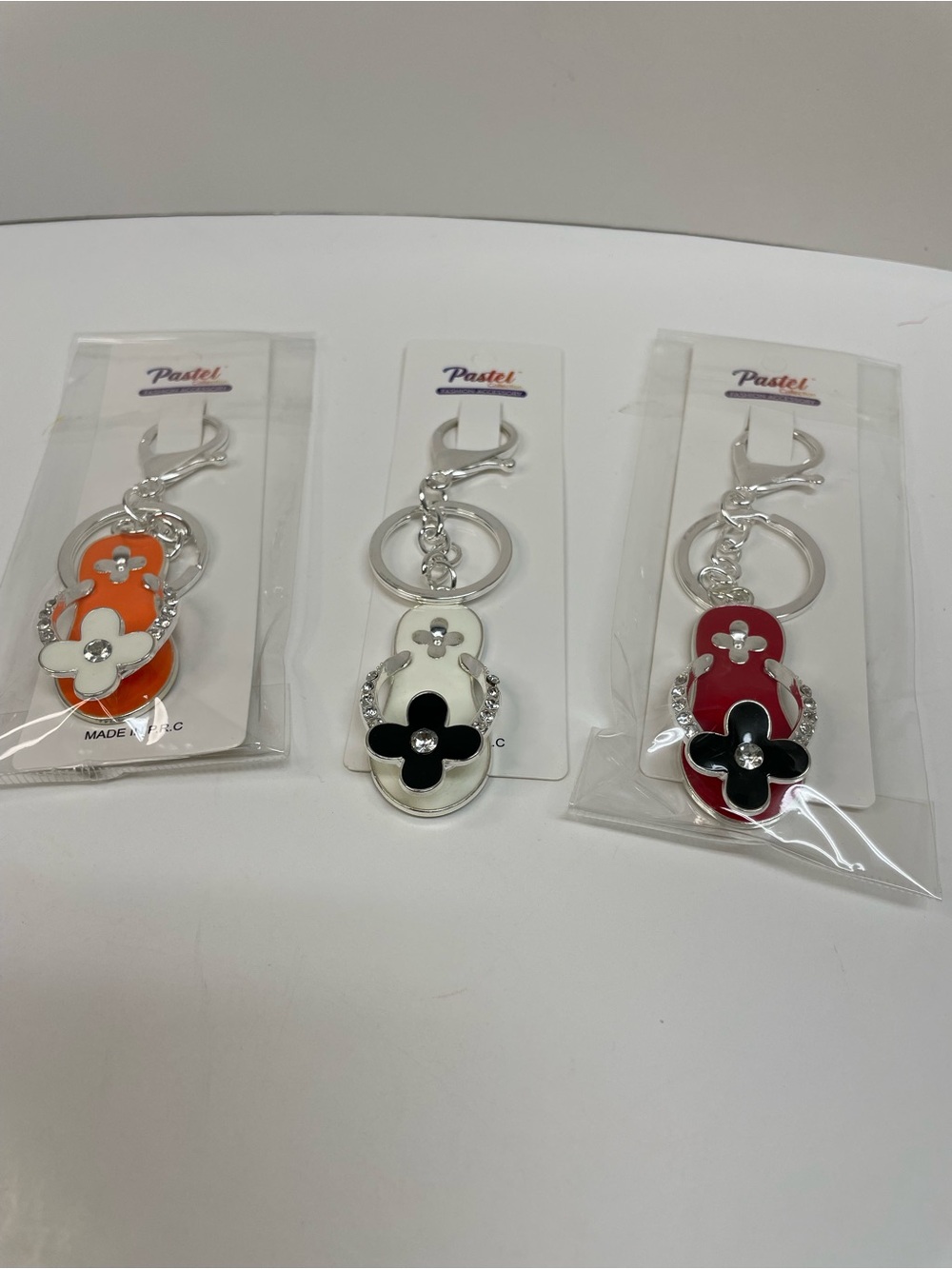 Flip-Flop Keychain Charms in Orange, White, and Red Set of 3